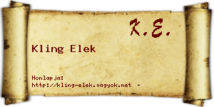 Kling Elek névjegykártya
